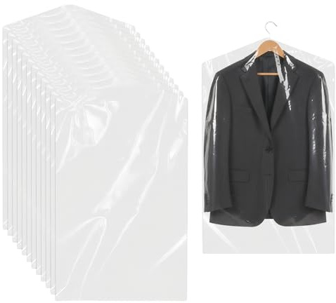 20 Pièces Housses de Protection en Plastique pour Vêtements, Vêtements suspendus Housses à Vêtements Anti-poussière, Sacs à Vêtements Transparents, pour Blazers, Robes, Chemises (60 x 90 cm)