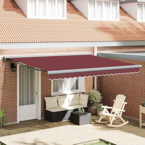 QJBSAVVA Tenda da sole automatica, 400 x 300 cm, colore rosso bordeaux, protezione UV, con telecomando, in alluminio durevole per balcone, terrazza