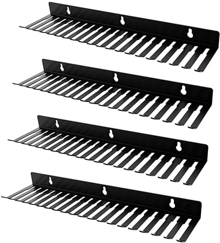 19 Slots Wall mountable Cable Hanger and Organizer,Cable Holder,Cable Organizer Studio Storage,Slots Width from 5.5 to 9.5mm for Cord Management Rack… (4 pcs 19 Slots Cable Hanger)