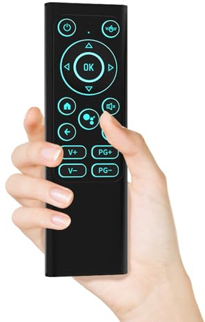 iPazzPort Mini tastiera Bluetooth con telecomando Air Mouse - Mini tastiera retroilluminata wireless Bluetooth 2.4G per Smart TV