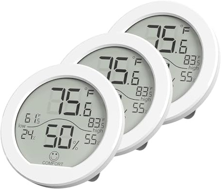 SECRUI Thermomètre Hygromètre Intérieur Numérique avec LCD (blanc/3-pièces), Capteur de Mesure de Température-humidité, idéal pour Maison, Chambre Bebe, Salon, Cave, Cuisine, Appartement, Bureau