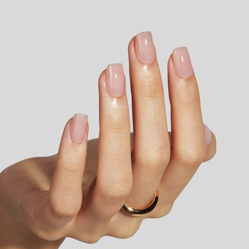 LAMIMOSA 32Pcs Milky Nude Pink Press On Nails Short Square – Neutral False Nails with Glue, Soft Gel Stick On Nails kit in 16 Sizes, Reusable Fake Nails, Glue On Nails, JELLY PINK SQUARE