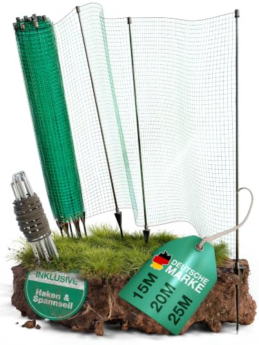 Hundezaun, 15 m x 90 cm, Weidezaun, Hühnerzaun, Steckzaun, Komplett-Set | Steckzaun aus Glasfaser, mobiler Zaun zum Einstecken, sofort einsatzbereit, ideal für Camping und Kleintiere im Garten