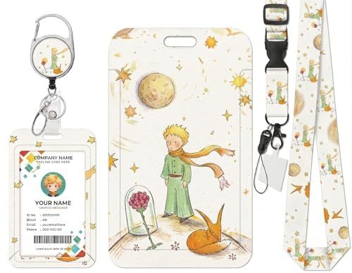 ENIXWH Cordon extensible avec porte-cartes - Petit Prince - Porte-carte d'identité - Porte-badge - Porte-badge pour carte d'identité (style A)