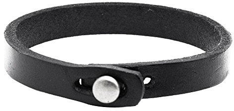 AZYOUNG Unisex-Lederarmband, schwarz, braun, orange, schlicht, 1 cm, schmales Band, Nagelknopf, Armreif, 21 cm