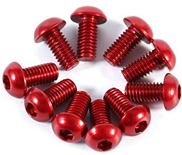 10 stücke M3 6-10mm Bunte Taste Runde Zylinderkopfschrauben Aluminiumlegierung Metric Innensechskantschraube(6mm-Rot)