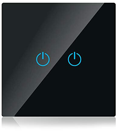 Smart WLAN-Touch-Schalter, Schwarz mit 2 Tasten