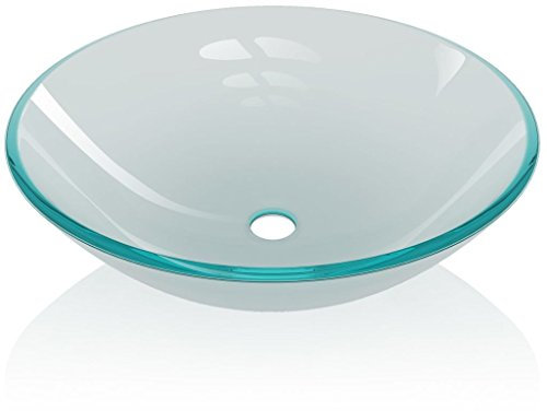 Tidyard Lavandino in Vetro Temperato Smerigliato/Marrone,Lavandino Rotondo,Lavandino da Bagno Appoggio,Lavandino d'Appoggio 42cm