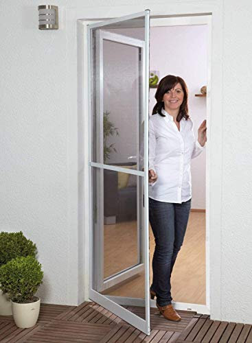 Insektenschutz für Türen braun 1A MEISTERQUALITÄT 100x210cm Insektenschutztür Fliegenschutztür, Türschliesser Magnetverschluß Bürstendichtung Trittschutz Alu.(Rahmenfarbe braun) 1A Profiqualität