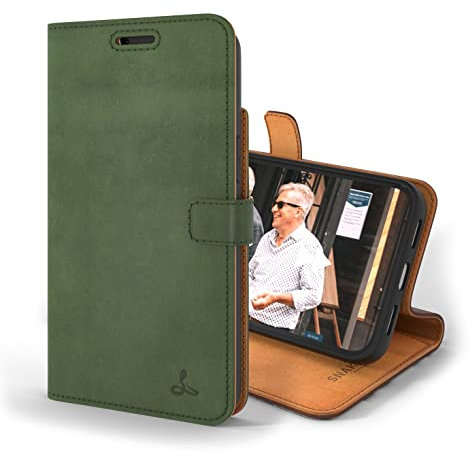 Snakehive Leather Wallet for iPhone 13 Pro Max | Genuine Leather Wallet Phone Case with Card Holder | Flip Folio Case/Cover with Stand | Compatible with iPhone 13 Pro Max | (Bottle Green)