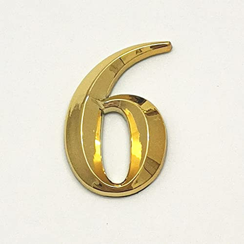 3D Modernes Selbstklebendes Hausschild Zahlen Türschild Schild Golden 5 * 3cm ABS Aufkleber Haus Außenadresse Galvanisierte Ziffer für Yard Street Mailbox Bin Wetterfest Anti-Rost (6)