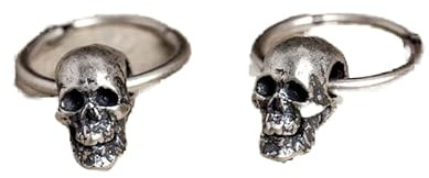 ZLING 5 * 6mm Totenkopf Charms Creolen Vintage 100% 925 Sterling Silber Totenkopf Ohrringe Gothic Punk Ohr Piercing Tropfenohrring