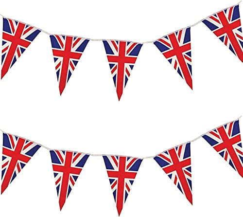 Union Jack Wimpelkette, 87,8 m (240 Flaggen), PVC, dreieckige Flaggen, ideale Dekoration für königliche Feiern, Weltmeisterschaft, Sportveranstaltungen und Partys