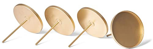 Novaliv 4X Kerzenpick flach 9cm Gold Weihnachtskranz Kerzenständer Adventskranz Adventskerzenhalter Adventskranzdeko Kerzenhalter Kerzenteller zum Stecken rund Kerzenpin Kerzentülle Metall