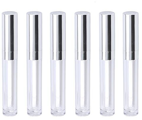 KALLORY 10 Stücke Lipgloss Tube Leere Lippenbalsam Flasche Nachfüllbarer Lipgloss Behälter 6Ml Wiederverwendbare Lippenstift Flasche Glas Für Diy Herstellung Zubehör Silber