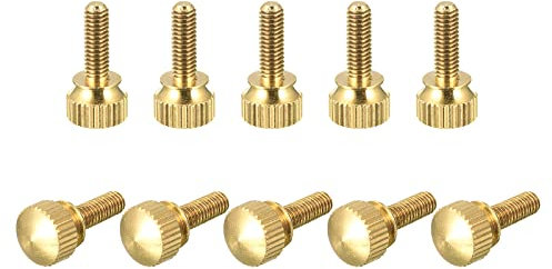 sourcing map 10 Stück Rändel Schrauben M4x16mm Messing Schulter Bolzen Stufengriffknöpfe Befestigung für PC Elektronisch Mechanisch