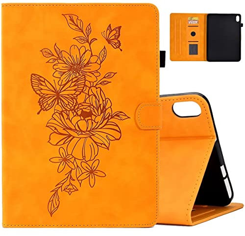 MOKASE Hülle für New iPad 11. Generation (2025 A16 11 Zoll) / iPad 10. Generation (2022 10,9 Zoll), Wildleder Ständer Schale, Intelligente Auto Schlaf/Aufwach mit Stifthalter & Kartenschlitze, Yellow