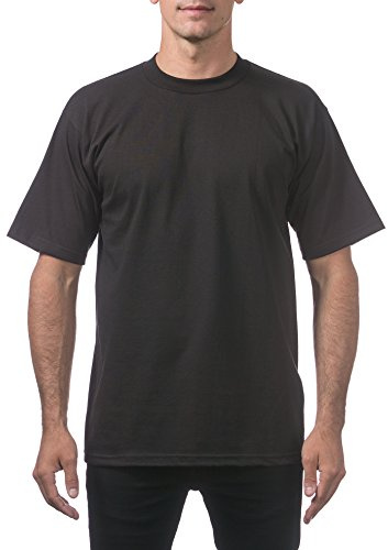 Pro Club Men's Heavyweight Cotton Short Sleeve Crew Neck T-Shirt, Black, S