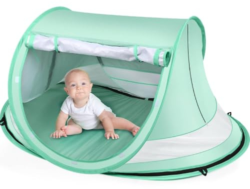 Kapeazo Baby Beach Tent, Pop Up UV Sun Shade for Infant Toddlers (Green)