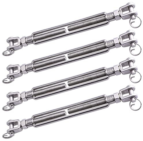 AOKOLL 1/2 x 6.5 Inch SS Jaw and Jaw Turnbuckles M12 Turnbuckle, 304 Stainless Steel, 2200 lbs Load (1PCS)