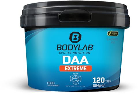 Bodylab24 DAA Extreme 120 Tabletten, mit 3200mg D-Asparaginsäure je Tagesdosis, kombiniert mit Zink und den Vitaminen B6 und E, ideal für männliche Bodybuilder und Kraftsportler