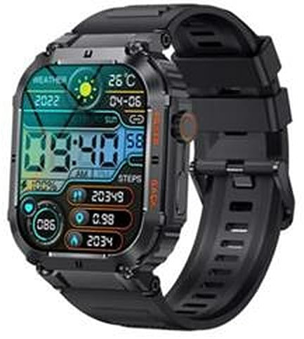 Denver Smartwatch Herren Stahl Gear Smartwatch Mit Bluetooth 5.0, Herzfrequenzsensor, Blutdruck, Blutsauerstoff, Anruf Funktion, Schritte & Schlaf Tracking, 1.96 TFT Display,