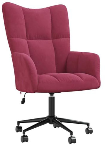 vidaXL Relaxsessel mit Rollen Höhenverstellbar Drehbar Fernsehsessel Polstersessel Polsterstuhl Relaxstuhl Sessel Ohrensessel Wohnzimmer Weinrot Samt