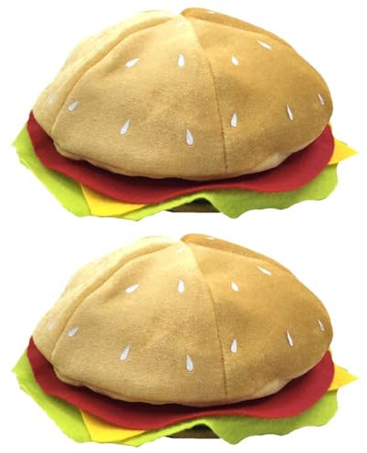 Amosfun Lustiger Burger Hut Für Erwachsene Und Kinder Aus Weichem Plüsch Stoff – Leichte Party Mütze Für Fasching Karneval Und Kostümzubehör