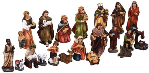 kowaku 20Pcs Weihnachten Krippe Szene Figuren Set Harz Statue Ornament Tisch Dekorationen Jesus Krippe Ornament für Weihnachten Geschenk