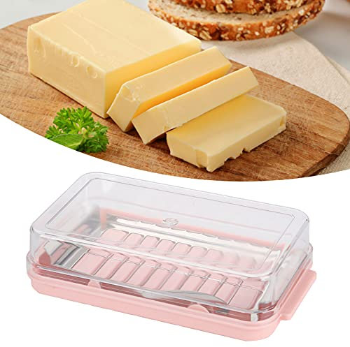 Gigicial Beurrier Hermétique Avec Couvercle Pour Comptoir Et Réfrigérateur, Beurrier Noir Pour Réfrigérateur, Passe Au Lave-vaisselle Beurrier En Verre Transparent Avec Couvercle – Porte-beurre(Rose)