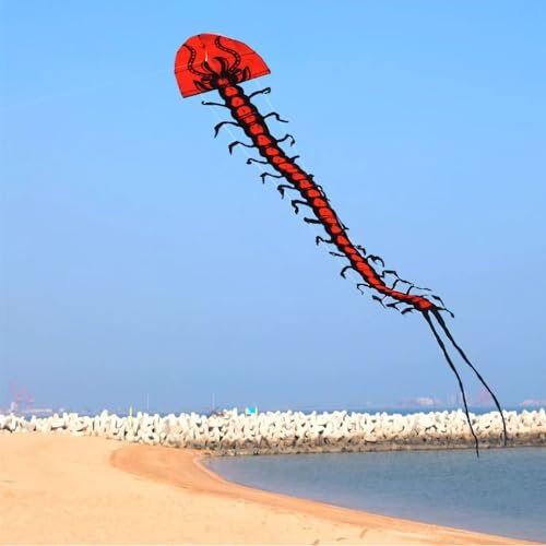 ZCBYBT Centipede Kite Kit für Erwachsene leicht zu fliegen Strand Drachen mit automatischem Verriegelungs-Anti-Renverse, 700 m Kite-Schnur