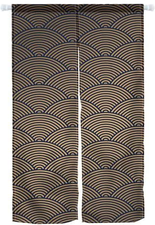 XMJJKUF Noren Japanese Style Doorway Curtain Wave Printed Door Curtain Window Treatment Door Tapestry Polyester Panel for Privacy Partition Divider Kitchen Home Decorations 34 Width x 48 Long