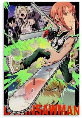 WLLKIY Chainsaw Poster Man Denji Pochita Anime Comics Collage Poster Decorative Painting Canvas Wall Posters And Art Picture Print Modern Family Bedroom Decor Posters 08x12inch(20x30cm)