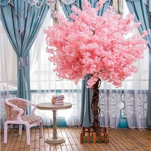 DDZJTPP Künstlicher Kirschblütenbaum,Japanischer Künstlicher Kirschblüten-Kunstbaum,Kirschblütenbaum,Kirschblüten-Dekor Für Hochzeitsaktivitäten,Rosa,Round-1.8x1.5m/5.9x4.9ft