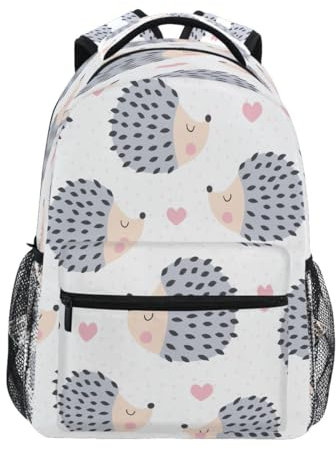 Mnsruu Niedlicher Igel-Rucksack, Herz-Design, Tagesrucksack, Schultasche, Reisetasche, Schultertasche für Studenten, Jungen, Mädchen, mehrfarbig, L