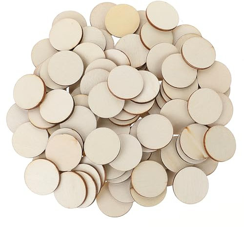 Giantree 100 Pcs Unfinished Wood Circle Disc, 1 Inch Round Blank Wooden Cutout Ornaments for Painting Writing Carving Letter Decoration DIY Craft Art Supplies