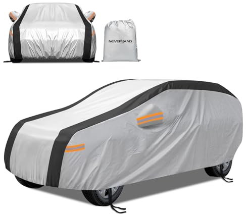 NEVERLAND Funda Coche Exterior - Funda para Coche Exterior 2000PA Impermeable Resistente al Sol A Prueba de Lluvia con Diseño Reflectante y Universal M 455x185x170 CM