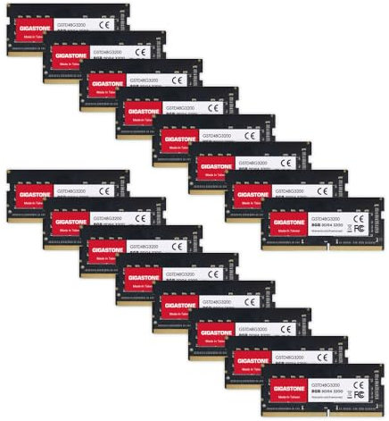 【DDR4 RAM Solo Notebook】GIGASTONE 128GB Kit(16x8GB) DDR4 3200MHz (2933MHz or 2666MHz) PC4-25600 (PC4-23400/21300) CL22 1.2V SODIMM 260pin Memoria notebook–Unbuffered Non-ECC, alte prestazioni