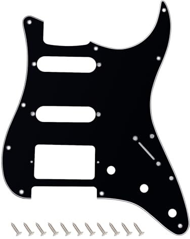 Banworks 3-lagiges Strat HSS Schlagbrett, 11-Loch E-Gitarren-Schlagbrett, SSH Schlagplatte für USA/Mexican Modern Style Standard Stratocaster ST JT/HB-02, glänzend schwarz
