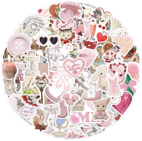DIWSO 120 Pcs Pink Stickers for Suitcases, Skateboards, Laptops, Water Bottles, Smartphone, Car, Skateboard, Helmet, Guitar, Teenagers, Boys, Girls,Waterproof