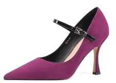 QUEEN HELENA Décolleté Eleganti con Cinturino Scarpe a Punta Donna K3404 (Bordeaux Camoscio, Sistema Taglie Calzature EU, Adulto, Donna, Numero, Media, 38)