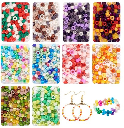 PandaHall - 1000 Abalorios para Pulseras, Cuentas Checas a Granel de Cristal de 2,5 mm, Cuentas Espaciadoras Sueltas de Cristal Redondas para Collares, Aretes, Joyería
