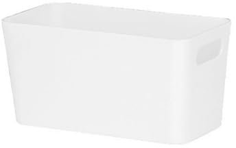 Plastic Storage Basket/Box | Rectangular 6.01 Plastic Storage Box with Handles | Kitchen Home & Office Storage Basket Boxes - 20 cm (Ice White - Single Pack)