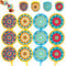 ALNKDH 12 Pcs Mandala Pattern Hand Fan,Chinese Japanese Style Foldable Fan,Multi-Role Round Handheld Fans, Beautiful Patterns For Wedding Party Home Decor Personal Decoration (12Pcs Mandala)