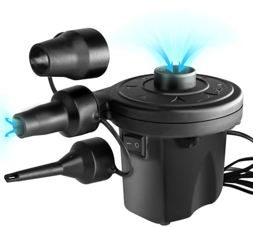 Pompe à air électrique, 150W Pompe de gonflage et de dégonflage Portable avec 3 Buses pour Matelas pneumatique, Anneau de Natation, Équipement Gonflable
