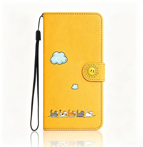 Nbziyoo Cute Cats Wallte Phone Case For Samsung Galaxy A16/A17/A26,Yellow | Flip Wallet Cover, Cute Cat, Card Slots, Magnetic Closure, PU Leather,Shockproof, Kickstand,for Women and Men
