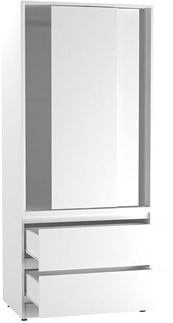 URBNLIVING 2-Door 2-Drawer Sliding Wardrobe, Modern Bedroom Storage Cupboard with Hanging Rail, Smooth Silent Sliding Doors, Adjustable Feet, Safety Wall Fixing and Mix or Match Carcass & Door Colours