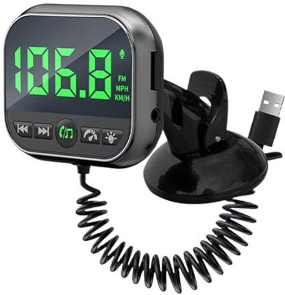 Kustimantu Transmetteur FM pour voiture | Transmetteur FM portable pour voiture | Écran LED intégré, détecteur de vitesse et électronique automobile pour véhicules électriques, hybrides, camions et