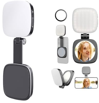Das Magnetisch Drehbare Handy-Fülllicht mit Spiegel Eignet Sich für Verschiedene Mobiltelefone wie das iPhone und Füllt das Licht für Szenen wie das Fotografieren,Schminken und Vlogging,360° Drehbar