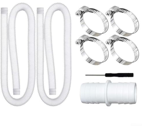 Manguera de repuesto para piscina, 32 mm de polietileno, resistente a los rayos UV, manguera de bomba de piscina sobre el suelo, accesorios de limpieza de piscina (tubo blanco de 1 m)
